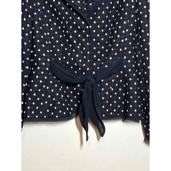 Escada Black with White Dot Silk Tie Accent Blazer Jacket Size 6 US 36 - Picture 4 of 9